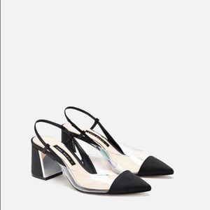 ZARA clear Black heels SZ 38